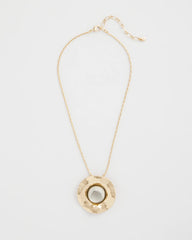 Chico's Sale - Green Gold Short Pendant Necklace
