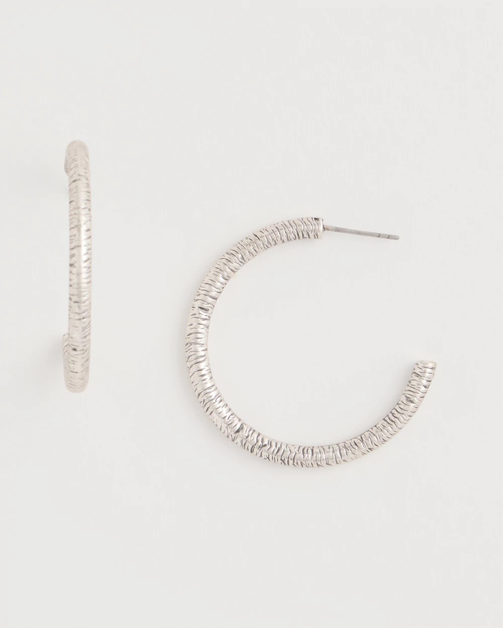 Chico's / Silvertone Textured Hoop Earrings