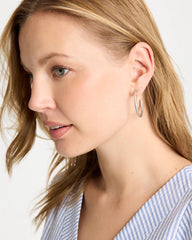Chico's / Silvertone Textured Hoop Earrings