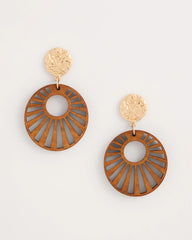 Chico's Discount - Wood Carved Sun Drop Earrings