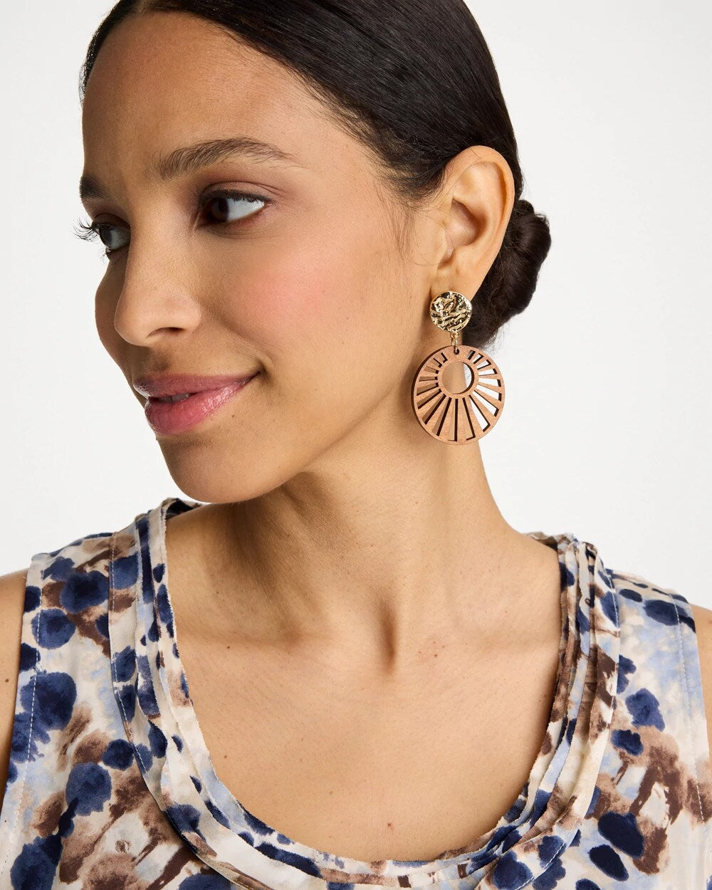 Chico's Discount - Wood Carved Sun Drop Earrings
