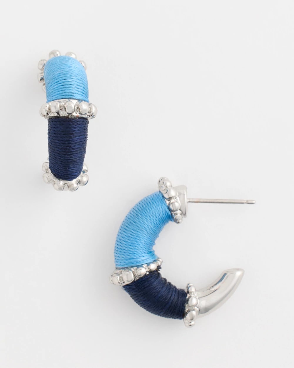 Chico's On Sale - Silvertone Two-Tone Threaded Hoop Earrings