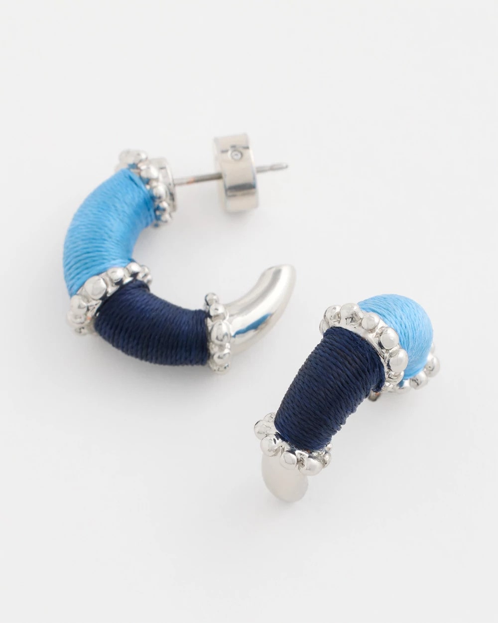 Chico's On Sale - Silvertone Two-Tone Threaded Hoop Earrings