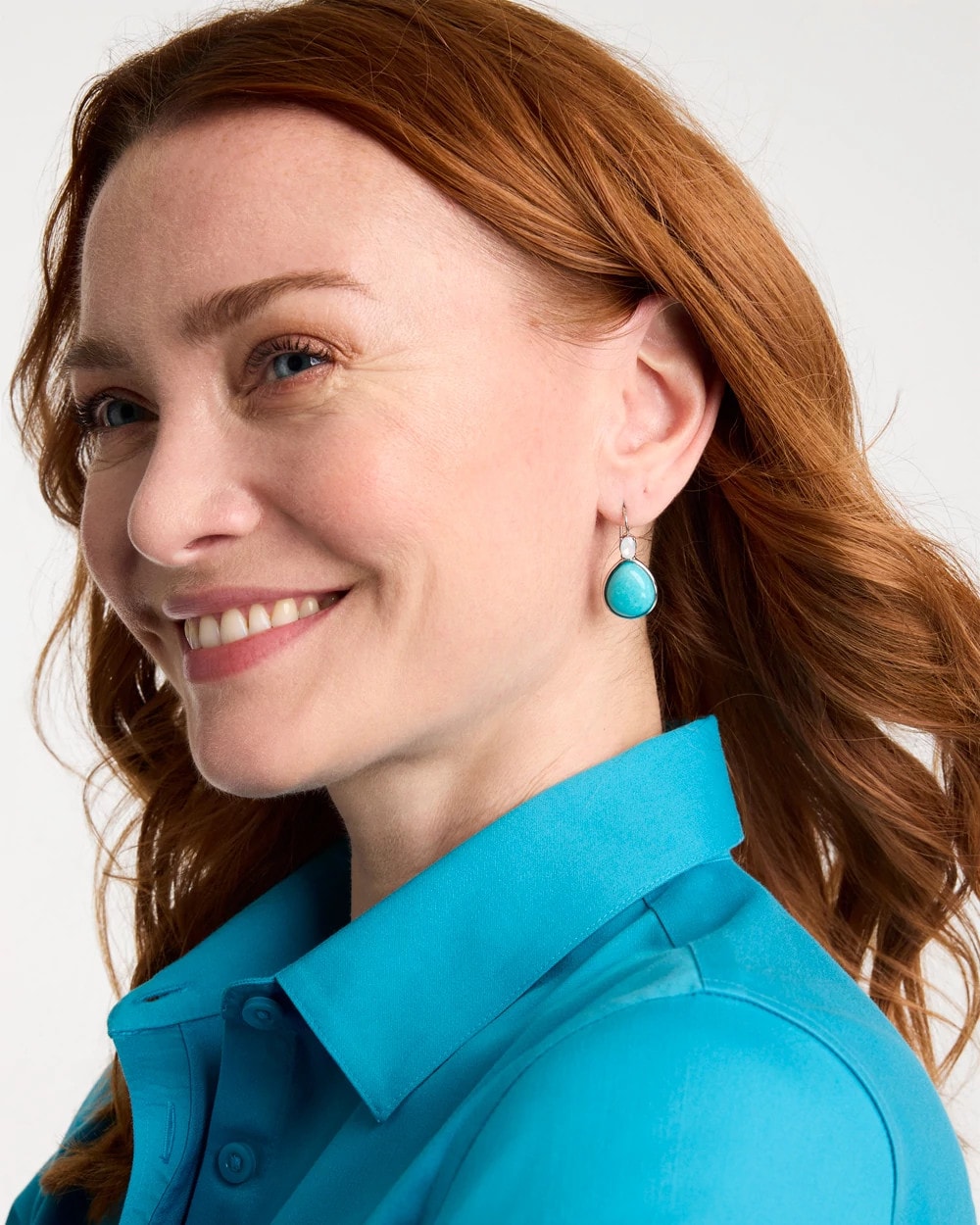 Chico's For Sale - Genuine Jade Teal Teardrop Earrings