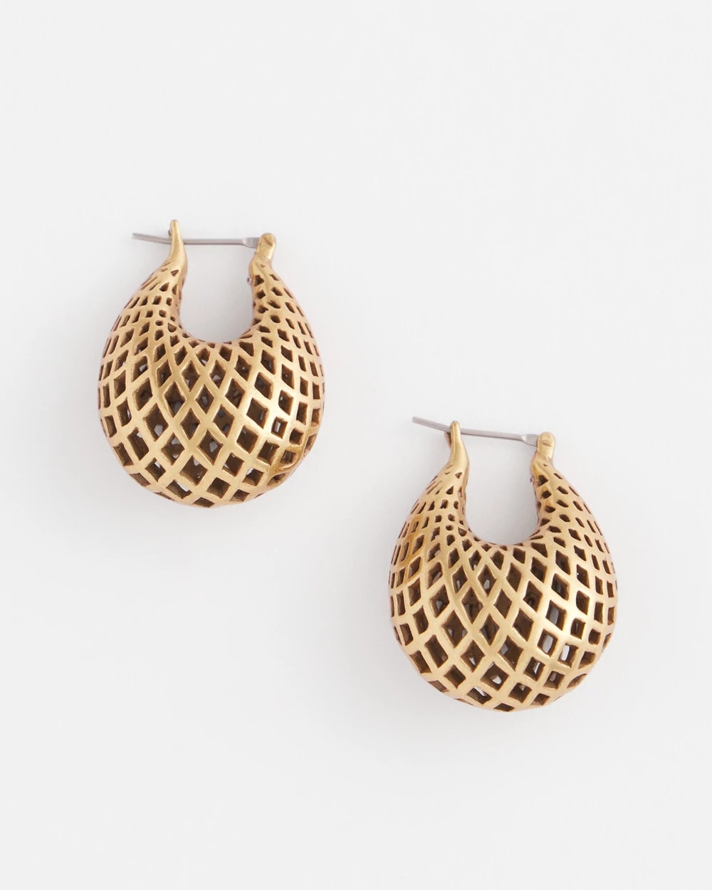 Chico's Outlet - Gold Lattice Puff Hoop Earrings