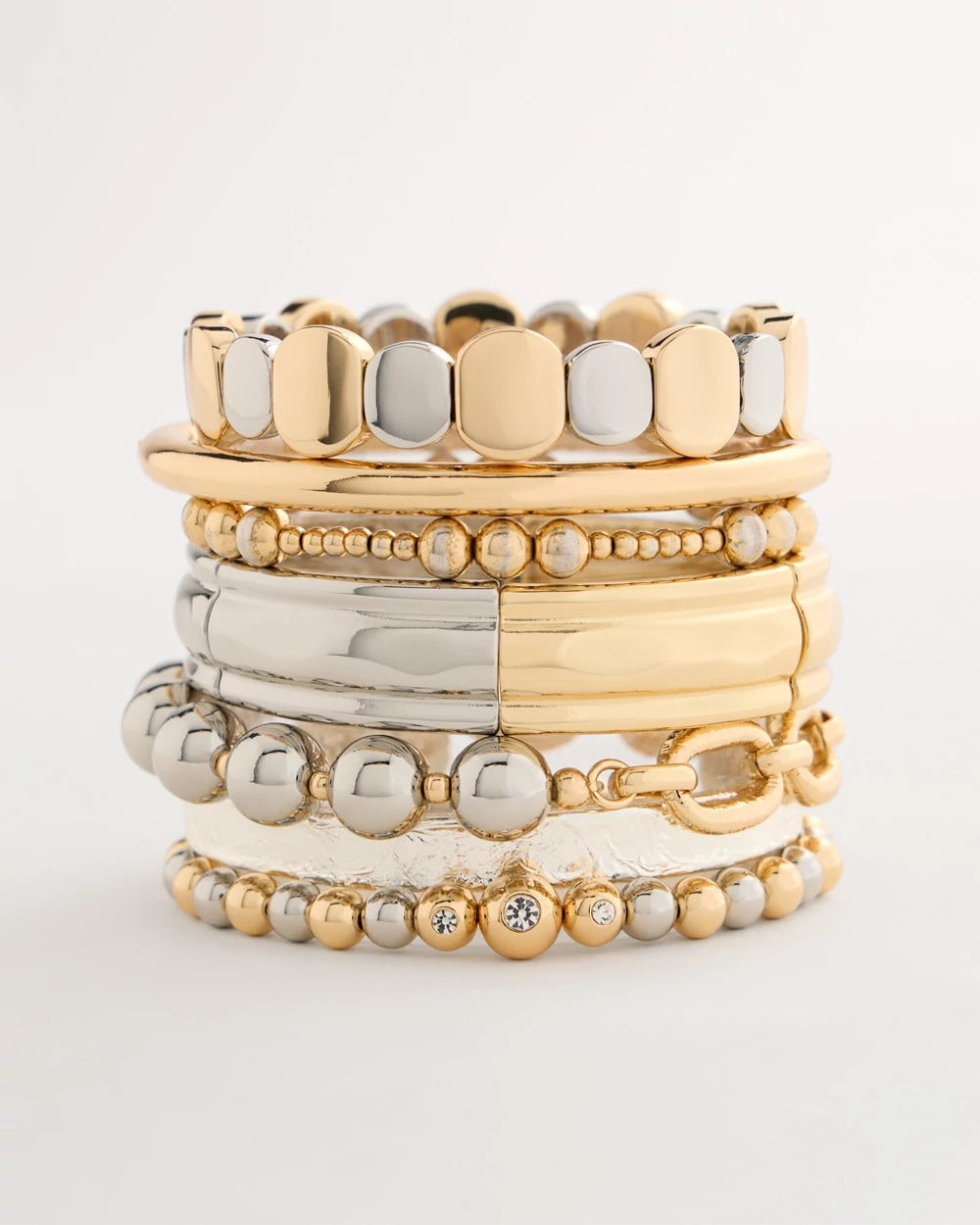 Chico's Online - Mixed Metal Chain Bead Stretch Bracelet