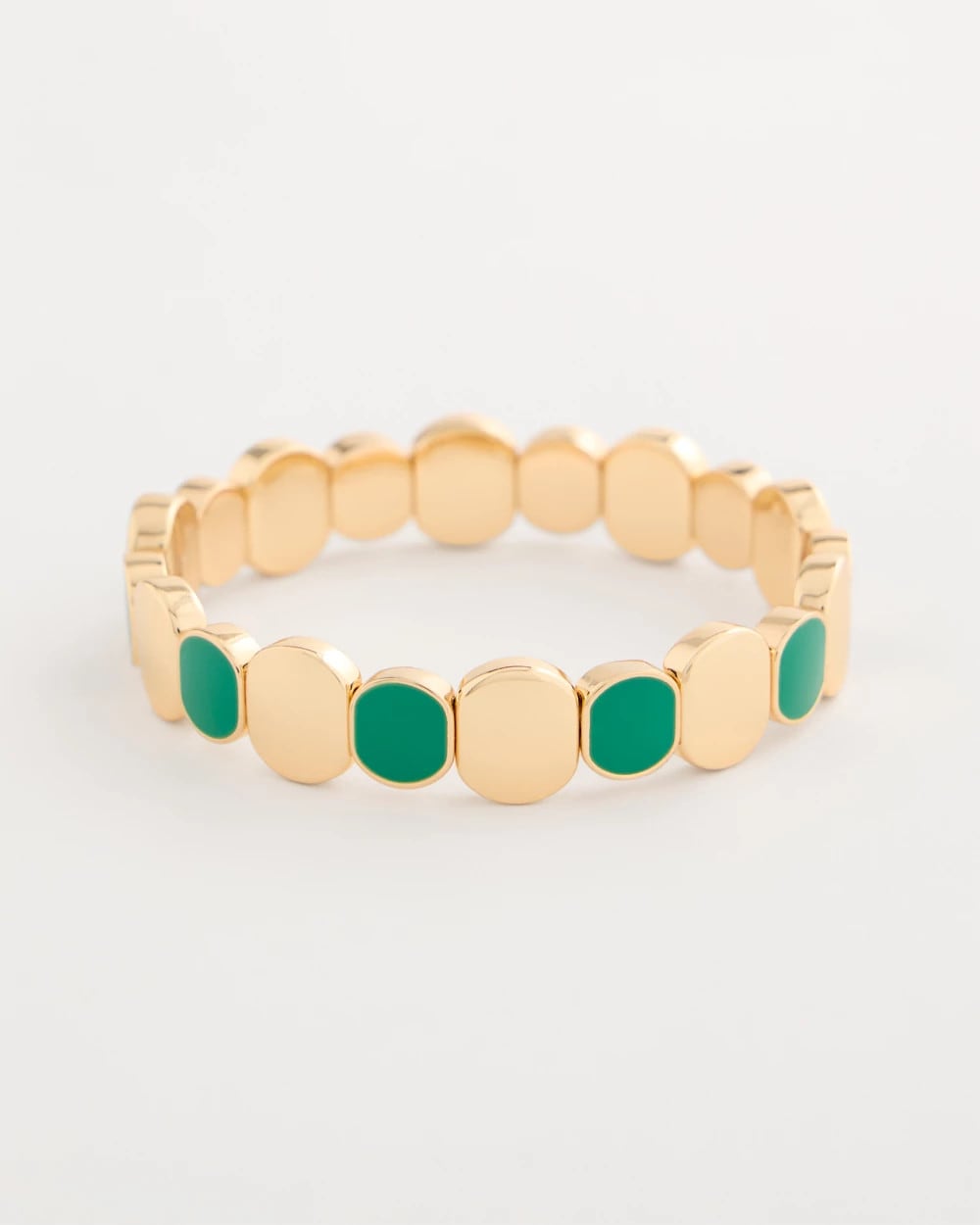 Chico's Discount - Green Goldtone Glam Stretch Bracelet