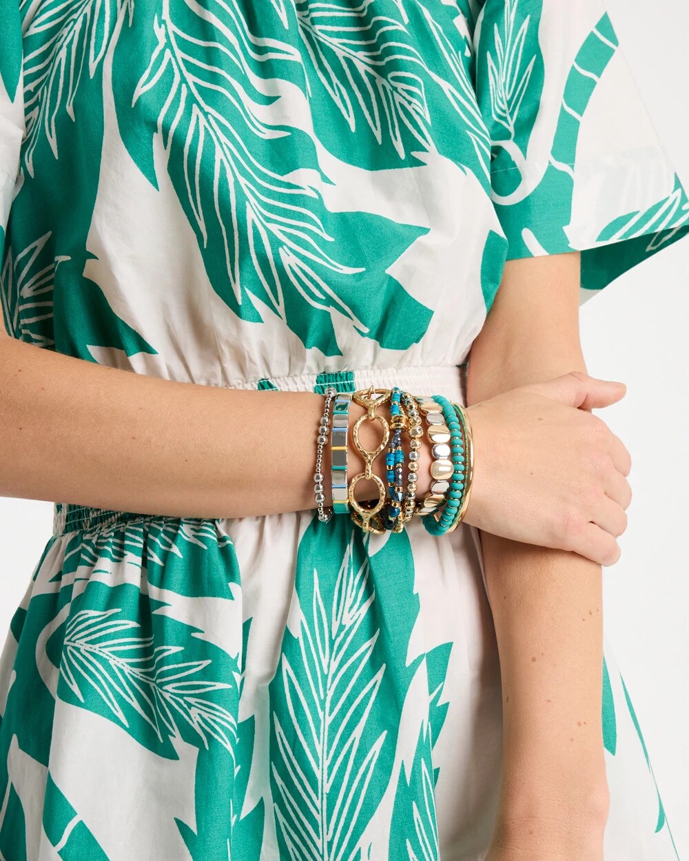 Chico's On Sale - Mixed Metal Beaded Stretch Bracelet