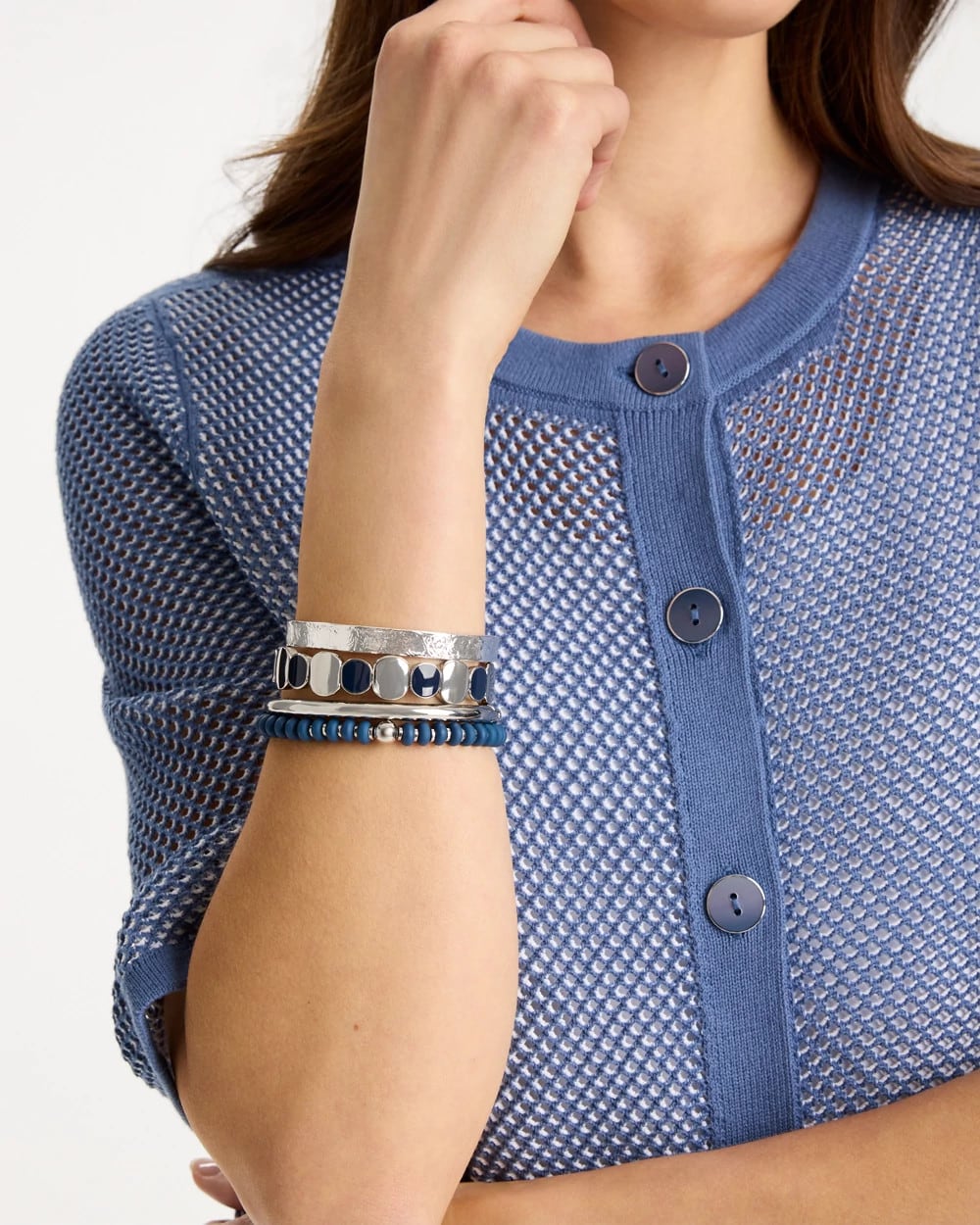 Chico's / Navy Round Stretch Bracelet