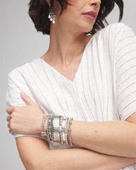 Chico's On Sale - Silvertone Flexible Cuff Bracelet
