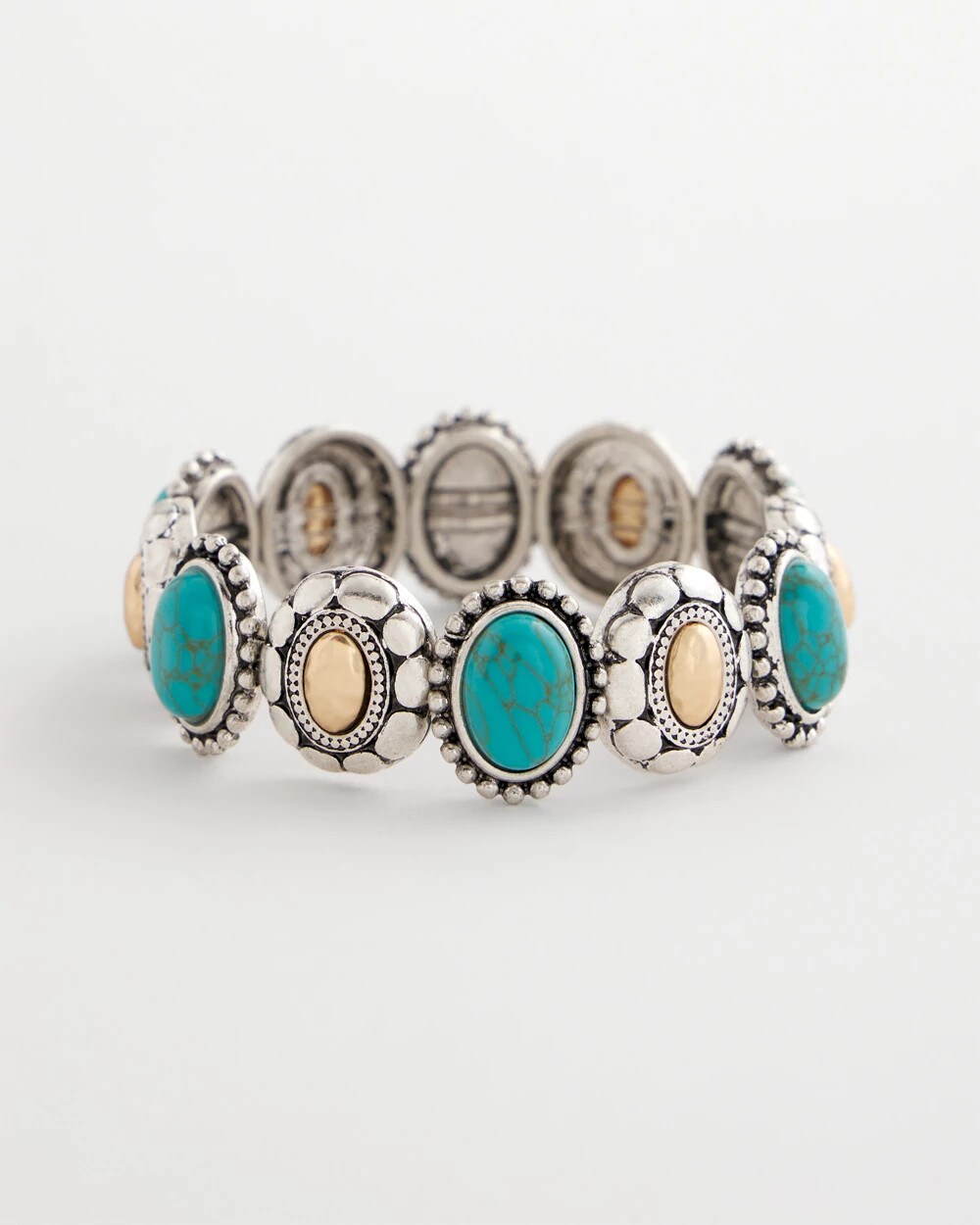 Chico's US - Turquoise Mixed Metal Stretch Bracelet