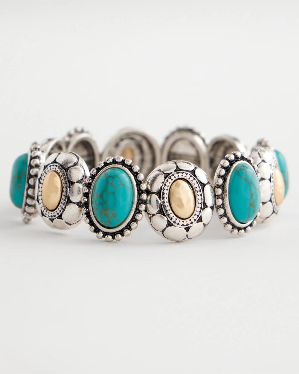 Chico's US - Turquoise Mixed Metal Stretch Bracelet