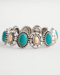 Chico's US - Turquoise Mixed Metal Stretch Bracelet