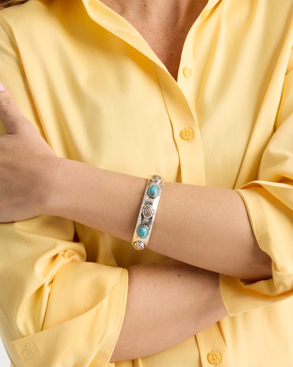 Chico's / Turquoise Mixed Metal Bangle