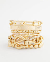 Chico's Online - Small Beaded Gold Tone Stretch Bracelet