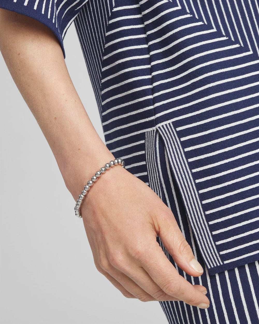 Chico's On Sale - Small Beaded Silver Tone Stretch Bracelet