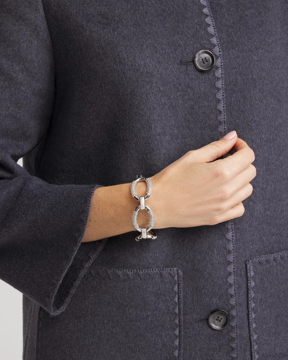 Chico's Discount - Large Pave Link Toggle Bracelet