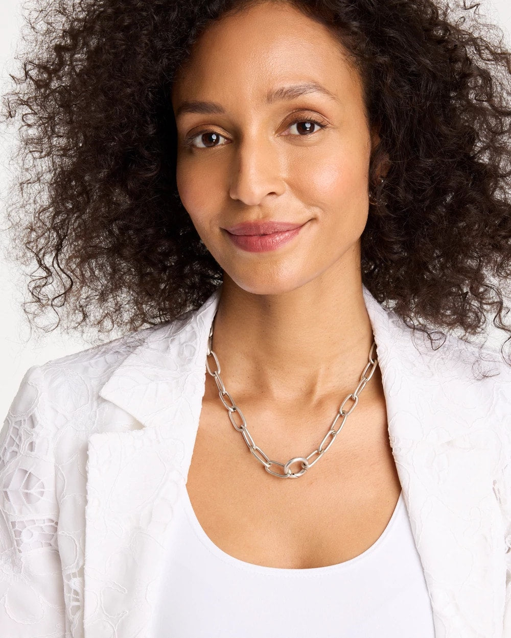 Chico's Discount - Silvertone Charm Link Necklace