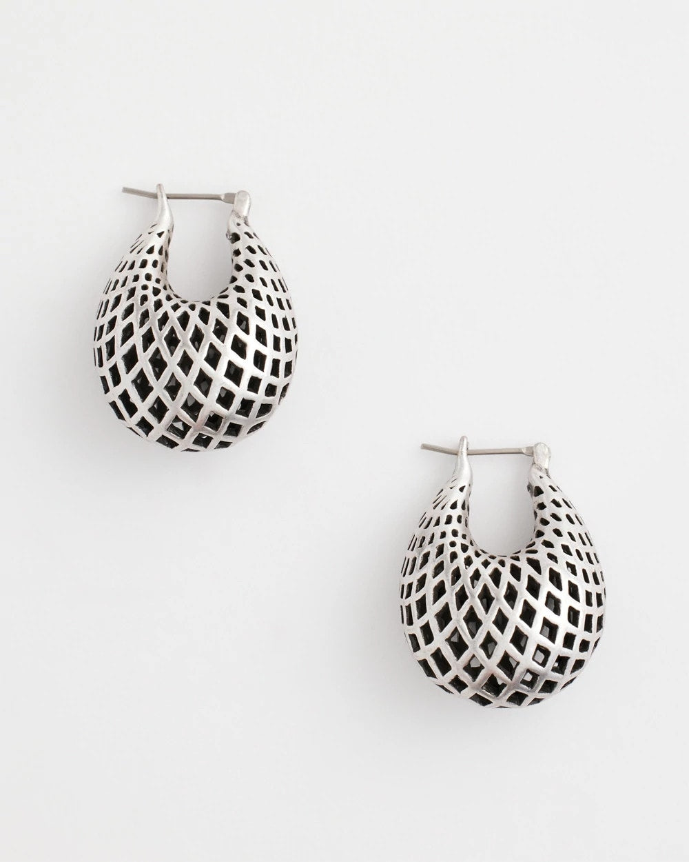 Chico's Online - Silver Lattice Puff Hoop Earrings
