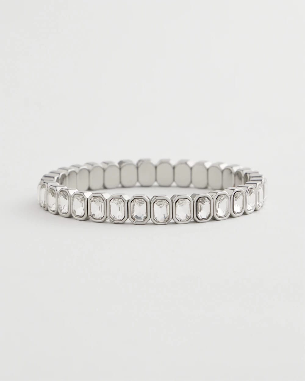Chico's / Silver Bezel Set Stretch Tennis Bracelet