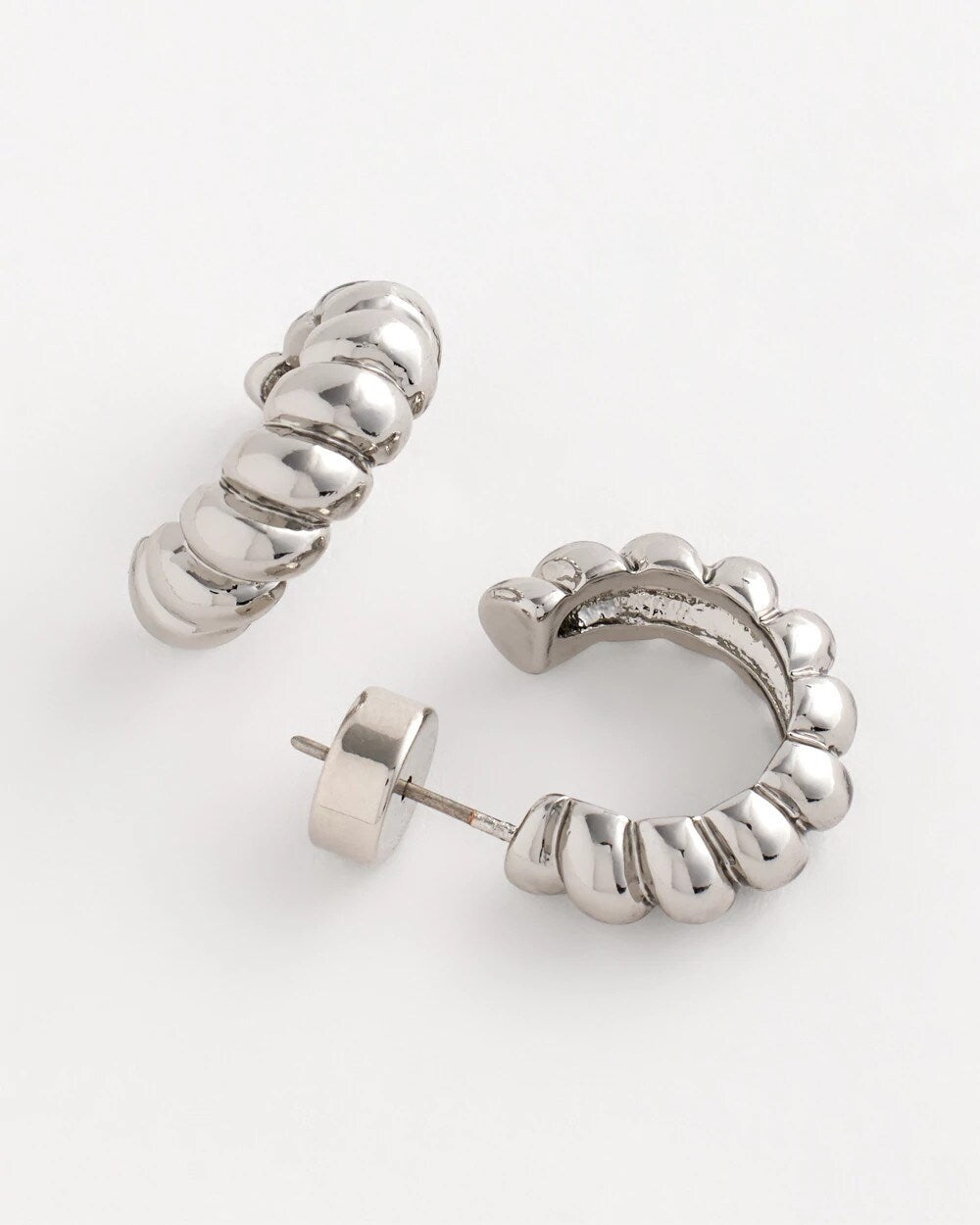 Chico's For Sale - No Droop® Silvertone Twisted Hoop Earrings