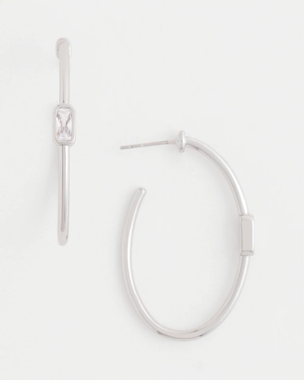 Chico's US - Silver Oval Hoop Earrings