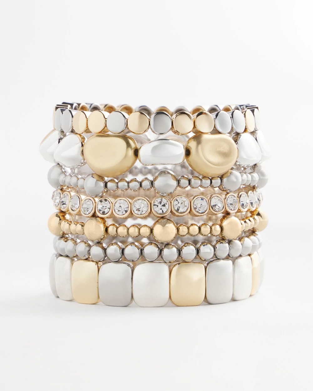 Chico's Discount - Mixed-Metal Matte Square Stretch Bracelet