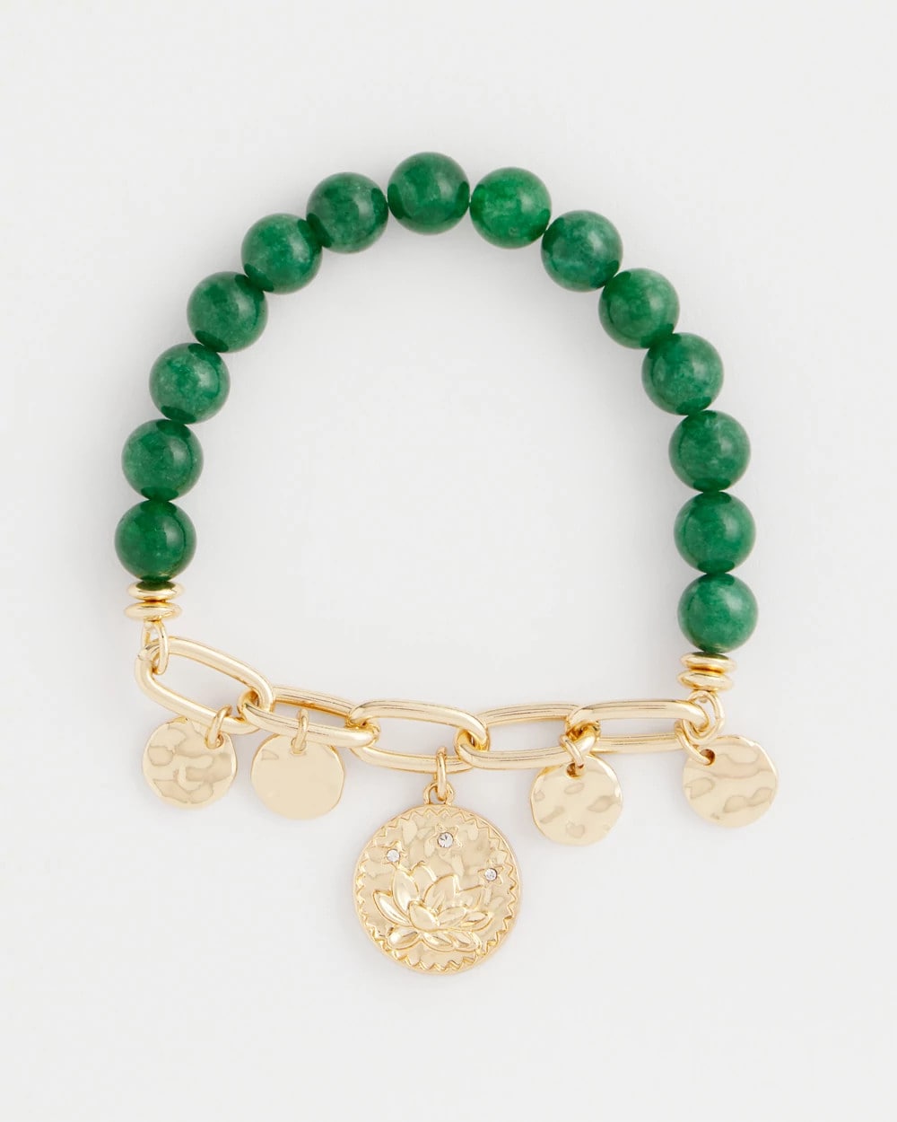 Chico's On Sale - Green Jade Stone Charm Bracelet