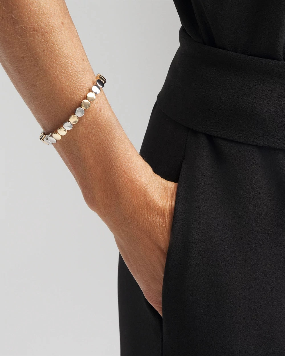 Chico's For Sale - Silver & Gold Tone Round Stretch Bracelet