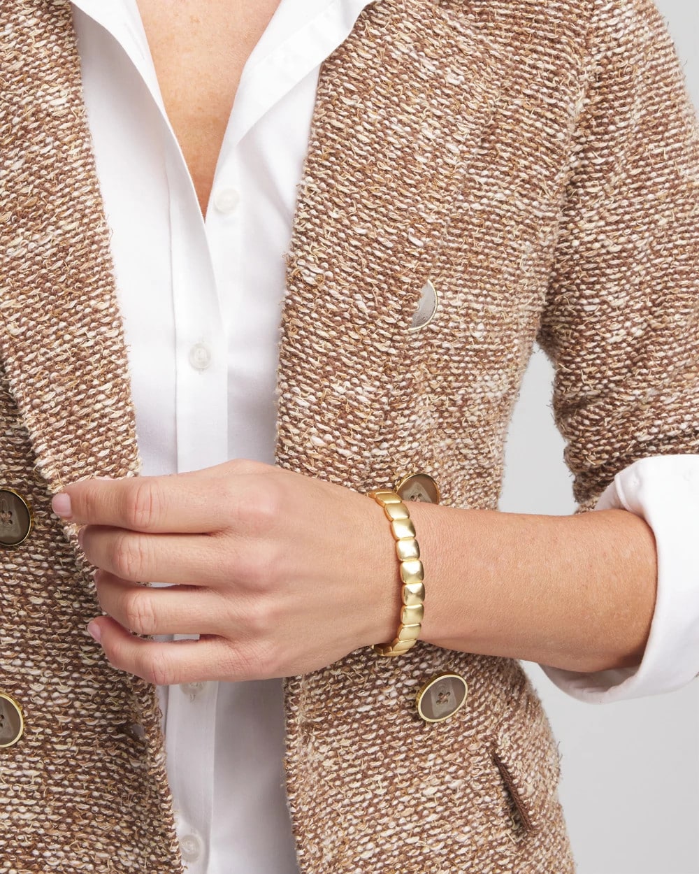 Chico's Outlet - Golden Matte Square Stretch Bracelet