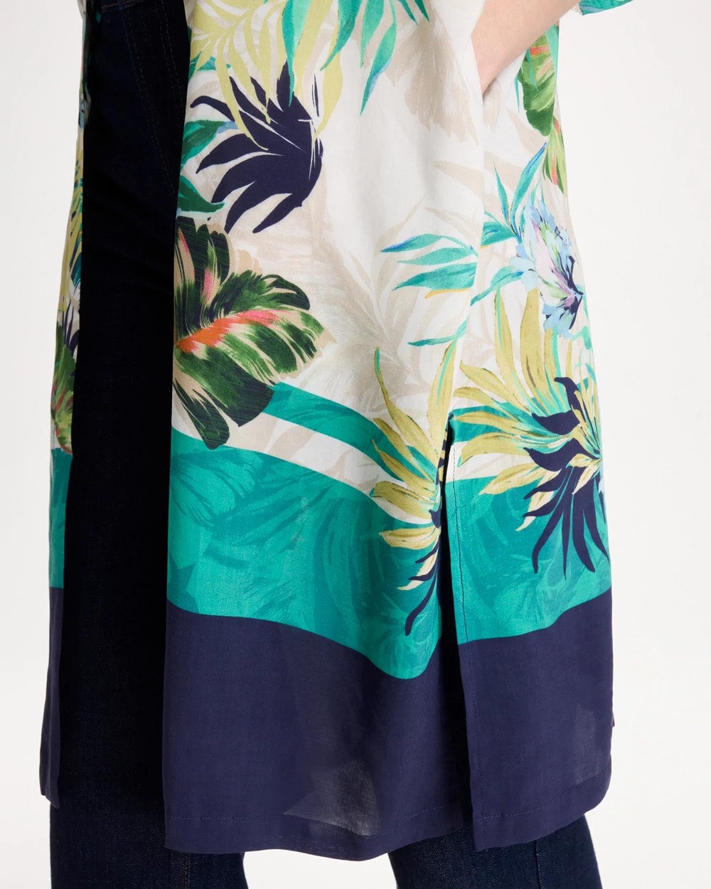 Chico's US - Printed Smocked Long Kimono