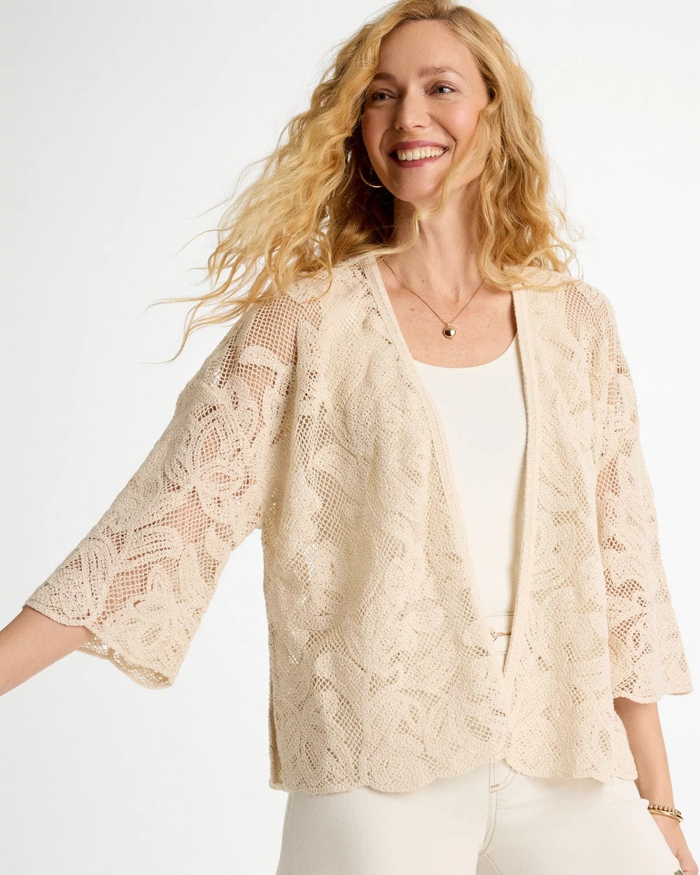 Chico's Discount - Short Crochet Lace Kimono