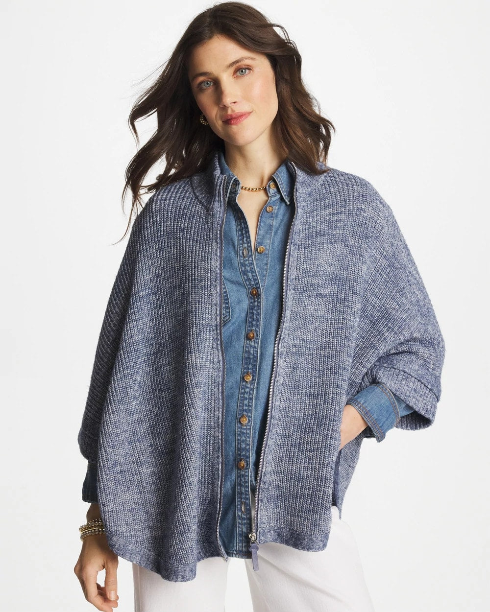 Chico's For Sale - Rounded Hem Zip-Front Ruana