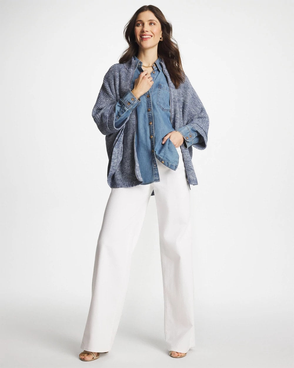 Chico's For Sale - Rounded Hem Zip-Front Ruana