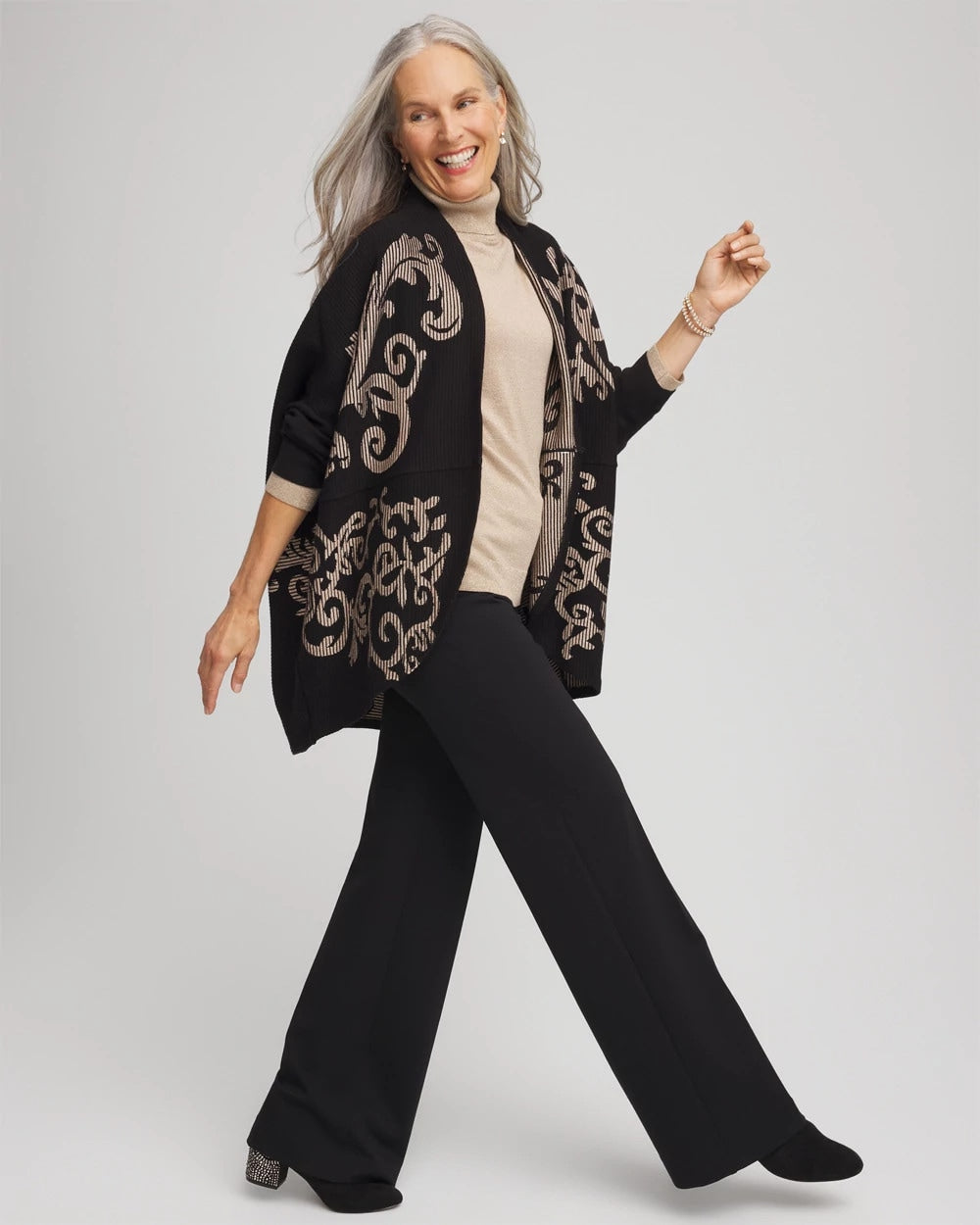Chico's Sale - Ottoman Jacquard Cocoon Cardigan