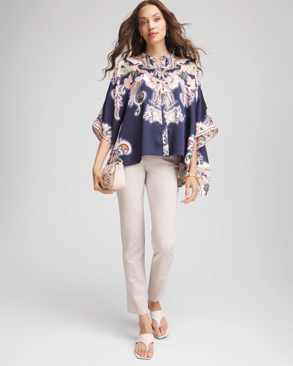 Chico's Outlet - Collarless Floral-Paisley Poncho