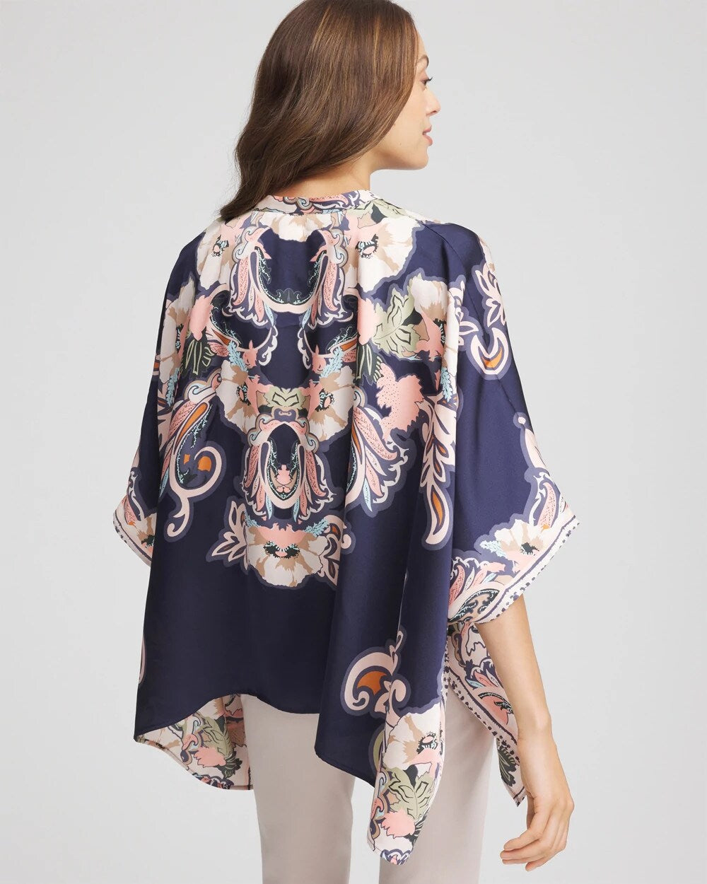 Chico's Outlet - Collarless Floral-Paisley Poncho