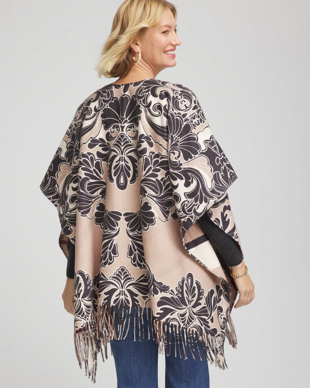 Chico's Discount - Reversible Printed Fringe Ruana