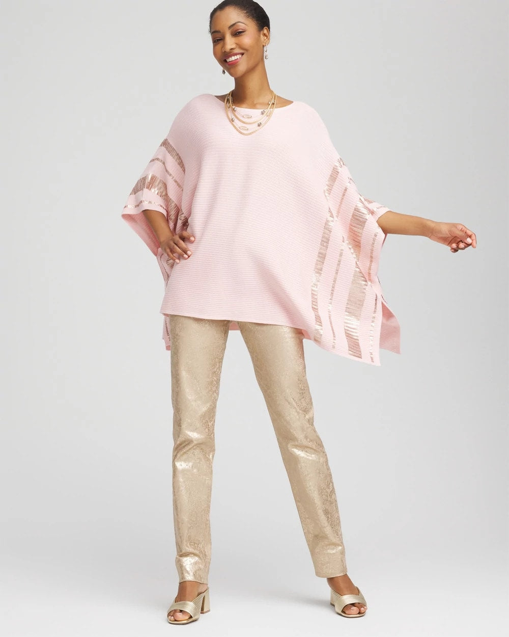 Chico's Sale - Sequin Striped Sweater Poncho