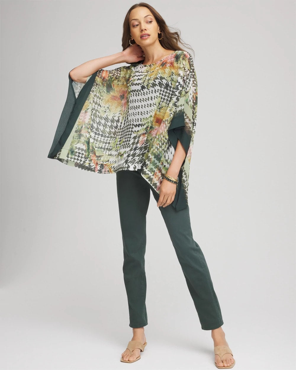 Chico's On Sale - Printed Crinkle-Chiffon Pullover Poncho