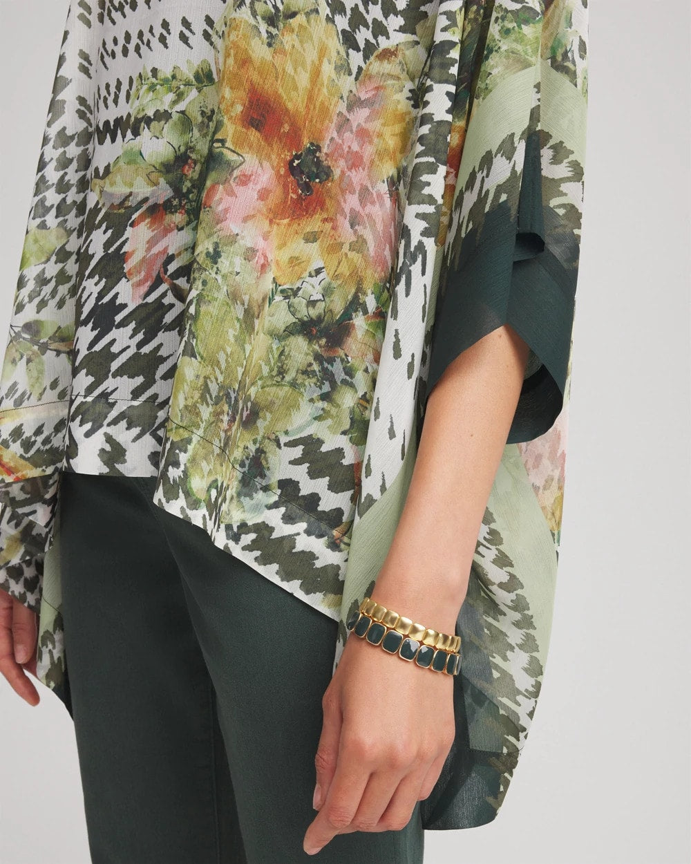 Chico's On Sale - Printed Crinkle-Chiffon Pullover Poncho