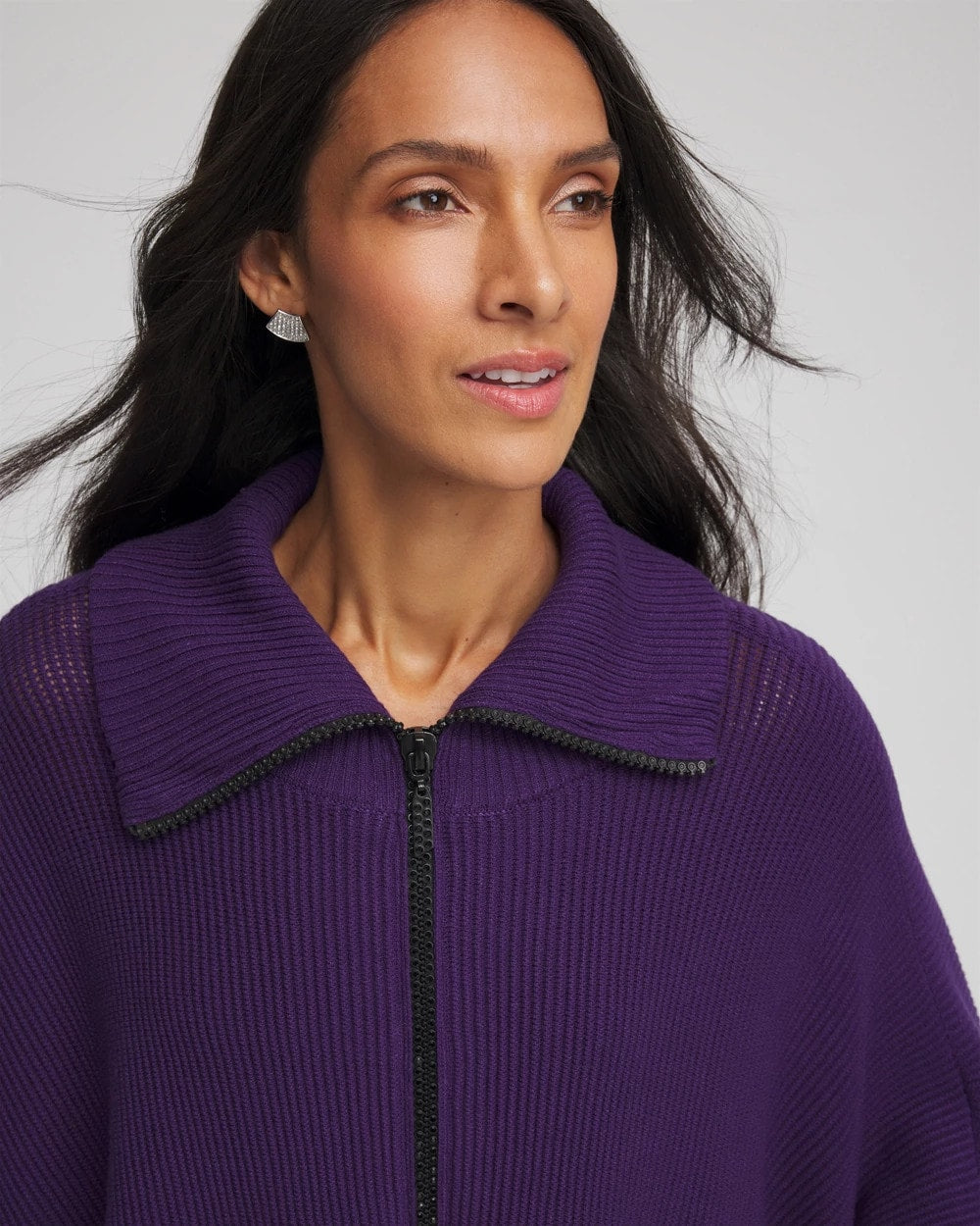 Chico's Online - Rhinestone Zip-Collar Sweater Poncho