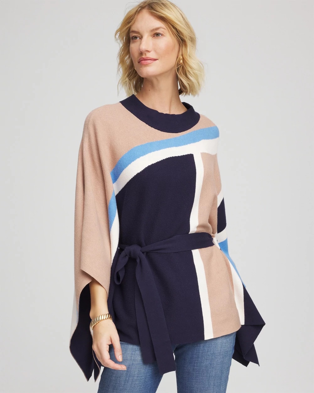 Chico's On Sale - Belted Colorblock Poncho