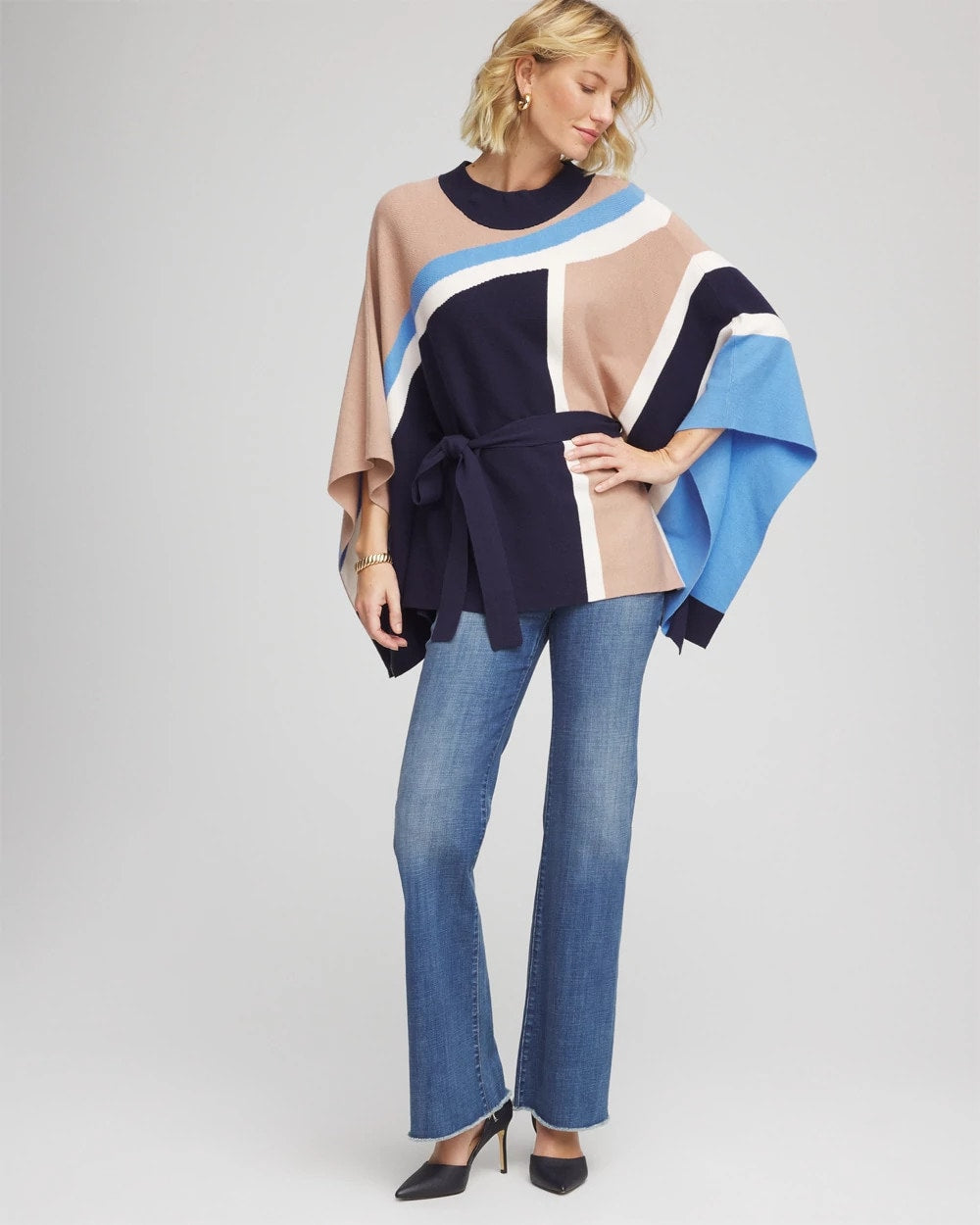 Chico's On Sale - Belted Colorblock Poncho