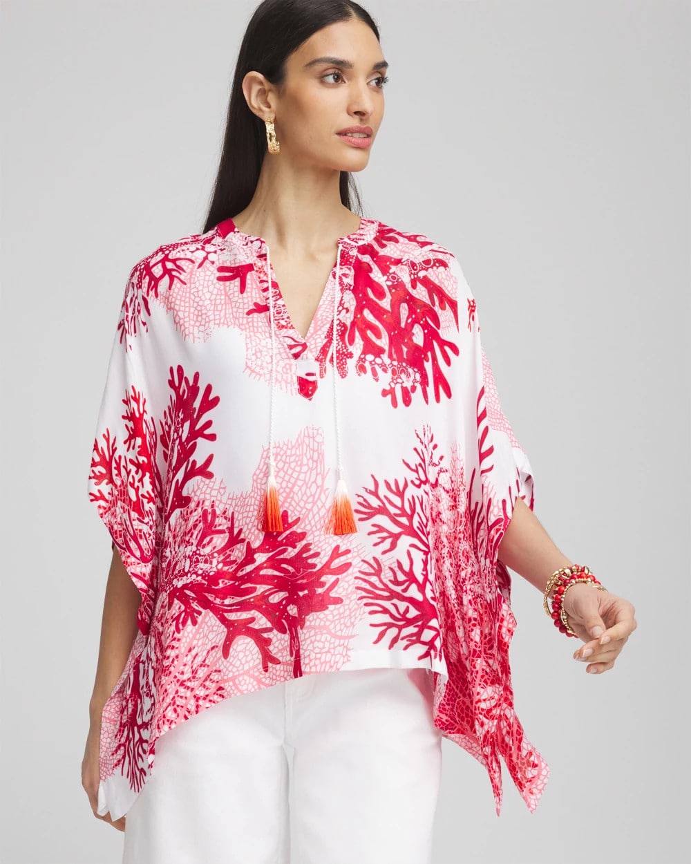 Chico's / Coral Reef Motif Poncho