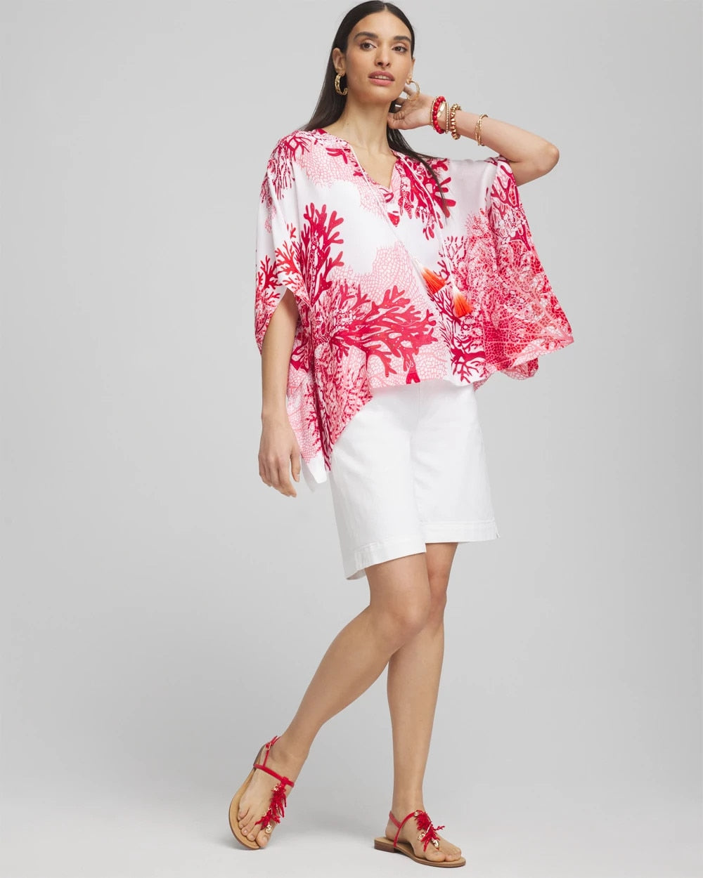 Chico's / Coral Reef Motif Poncho