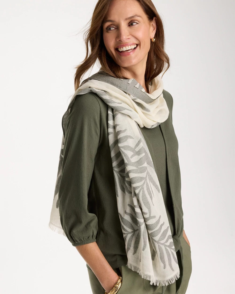 Chico's US - Palm Embroidered Oblong Scarf