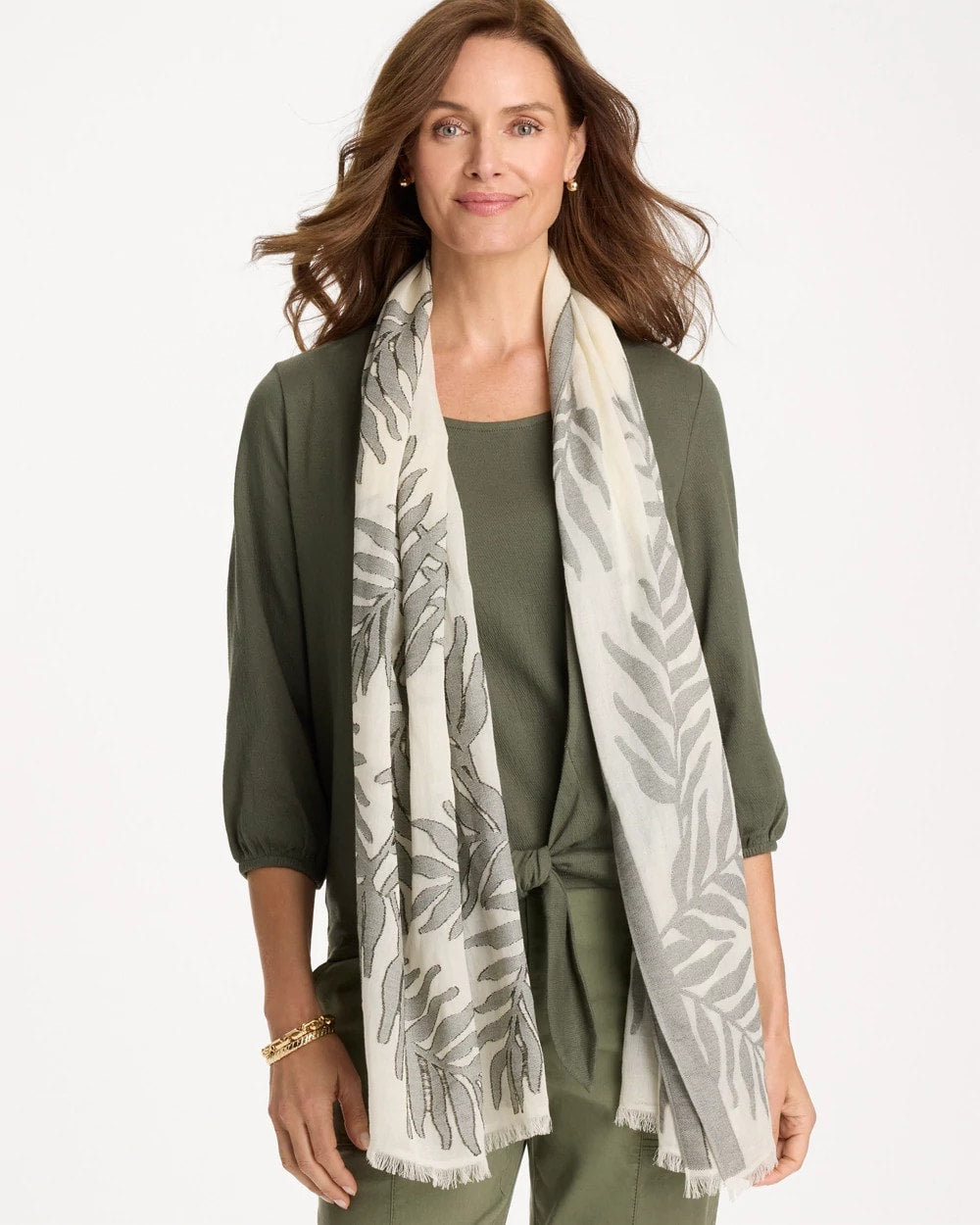 Chico's US - Palm Embroidered Oblong Scarf