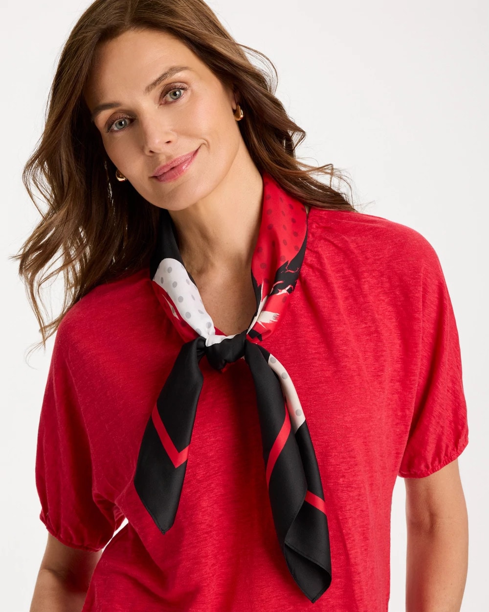 Chico's Sale - Polka Dot Floral Square Scarf