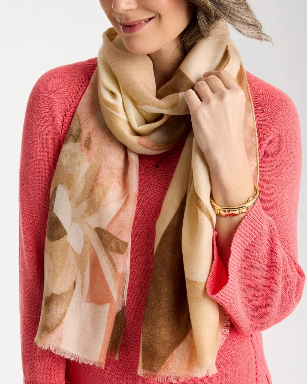 Chico's For Sale - Neutral Floral Oblong Scarf